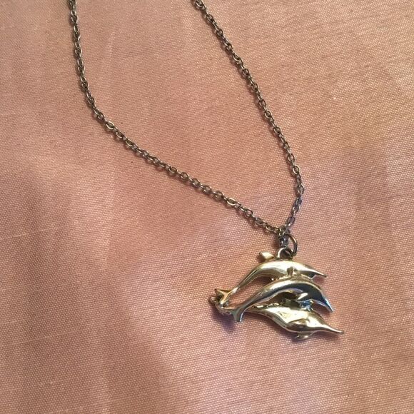 Silvertone Dolphin Necklace  - Picture 1 of 6
